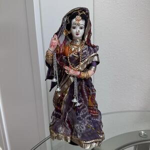 Vintage Souvenir Doll From India With Silk Dress 70s/80s Beautiful Details